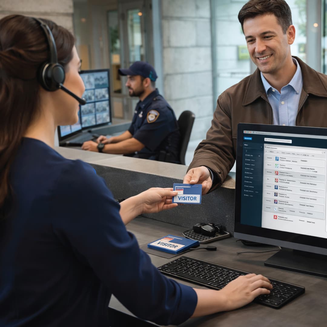 Visitor management system at corporate office reception